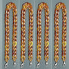 Four strands of amber acrylic bag chain straps with metal clips displayed vertically.