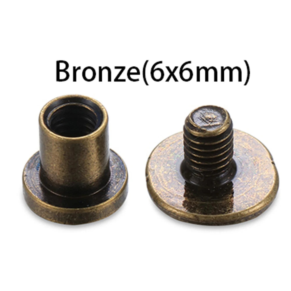 Bronze 6x6mm decorative heart brass rivet with threaded post.