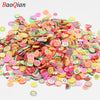 Assortment of colorful soft polymer clay slices for nail art and DIY crafts
