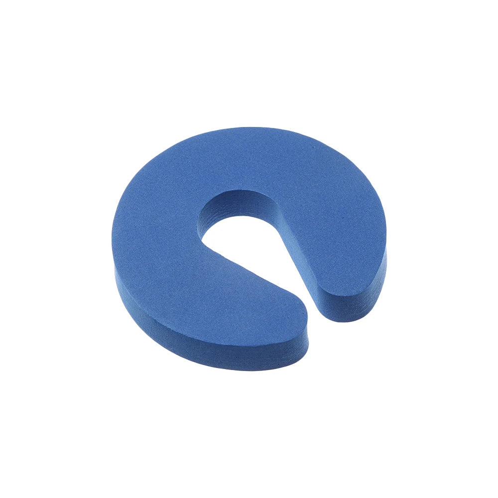 Tapón de puerta de espuma EVA azul con forma curva para seguridad infantil.