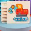 A wooden puzzle featuring a colorful cartoon animal truck for kids early learning.