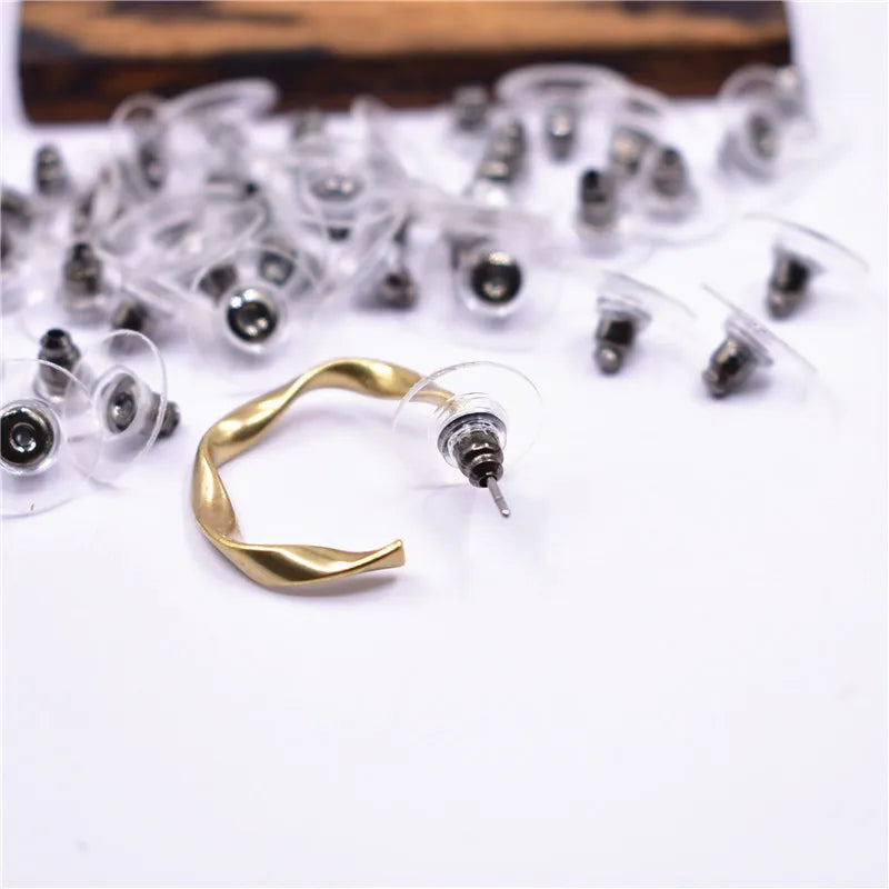 Silicone Earring Backs with Metal Posts – Jewelry Making Findings (Gold, Silver, Rose Gold)