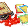 A stack of Battle Line tactics cards and several red game pieces are displayed on a white background.