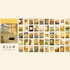A collection of 50 aesthetic landscape and art designs for a sticker book featuring nature scenes, sunsets, and landscapes.