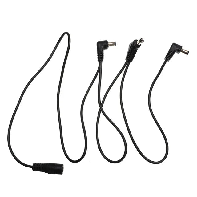Black guitar pedal power daisy chain cable with multiple connectors