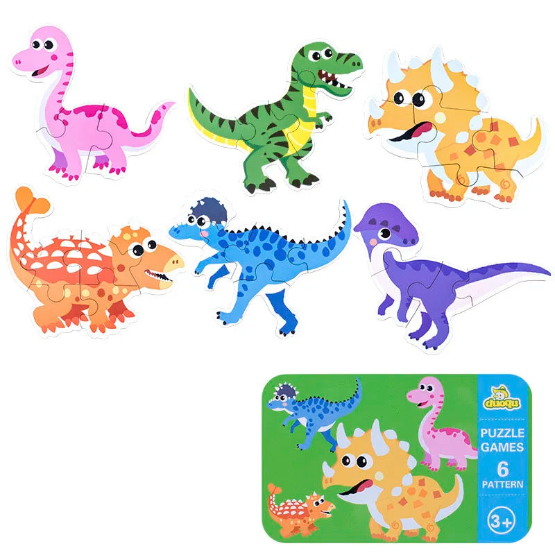 Montessori Wooden Animal Puzzle Set with Storage Box