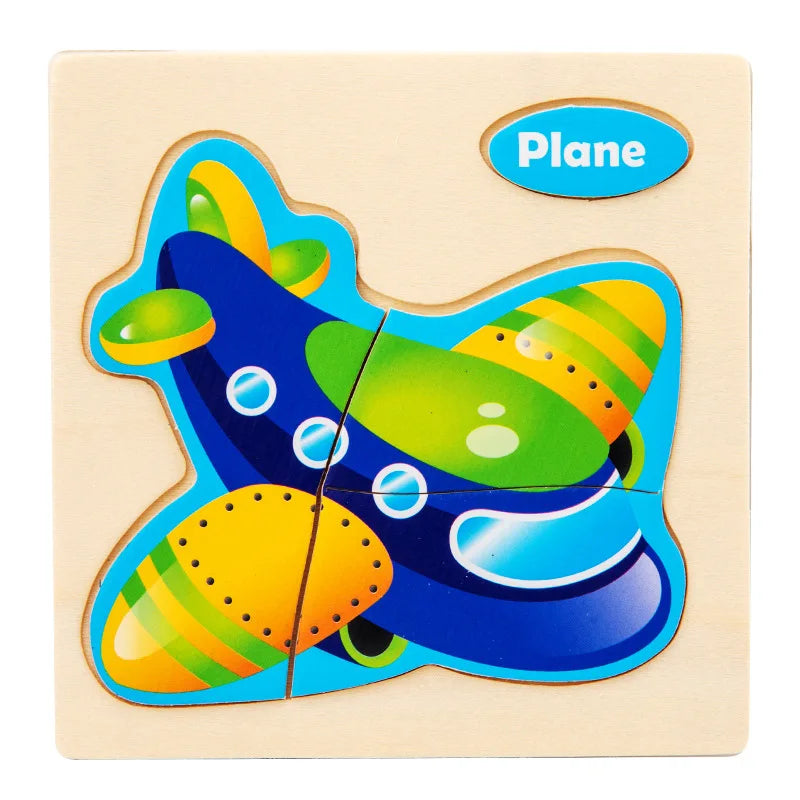 Wooden 3D Cartoon Animal Jigsaw Puzzle for Kids