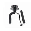Black wall-mounted guitar hanger with adjustable arms and a hanging rod.