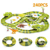 A set of 240 plastic dinosaur LED flexi-track racing cars and track pieces for a toy set.