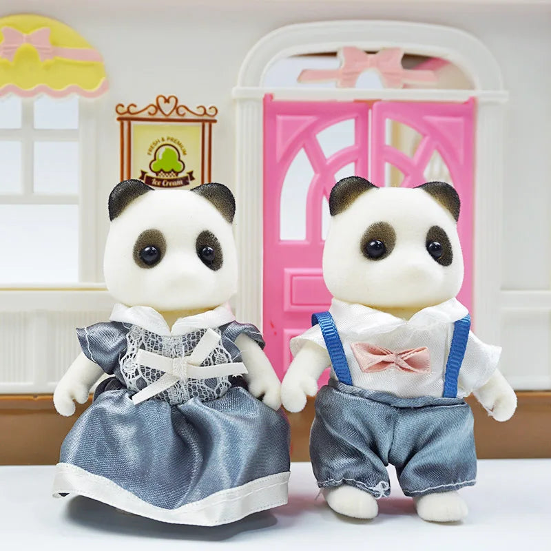 Forest Animal Family Dollhouse Set with Mini Furniture