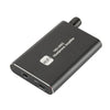 A black portable HiFi headphone amplifier with a USB power port and a silver cap.