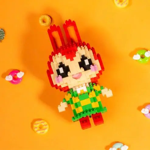 A set of Creative Animal Friends building blocks featuring a rabbit figure in red and yellow.