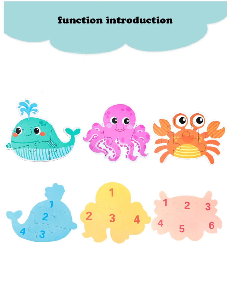 Montessori Wooden Animal Puzzle Set with Storage Box