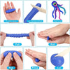 A set of blue polymer clay tools including a mold, rolling tool, and cutting tool for sculpting and baking