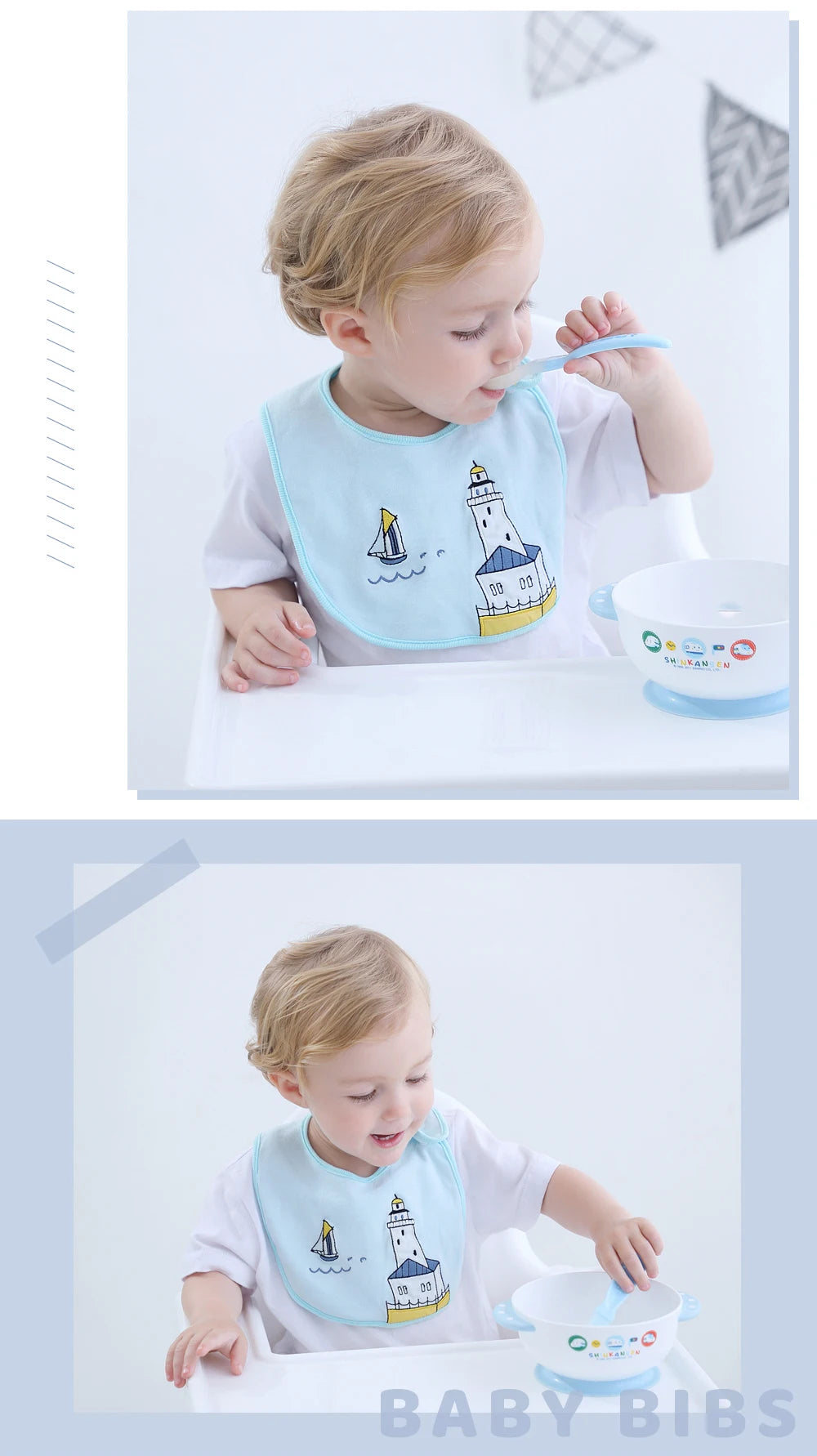 Soft Cotton Baby Bibs (3-Pack) with Cartoon Prints