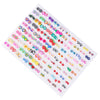 A collection of 100 pairs of assorted acrylic stud earrings featuring hearts, stars, moons, and various colorful designs.