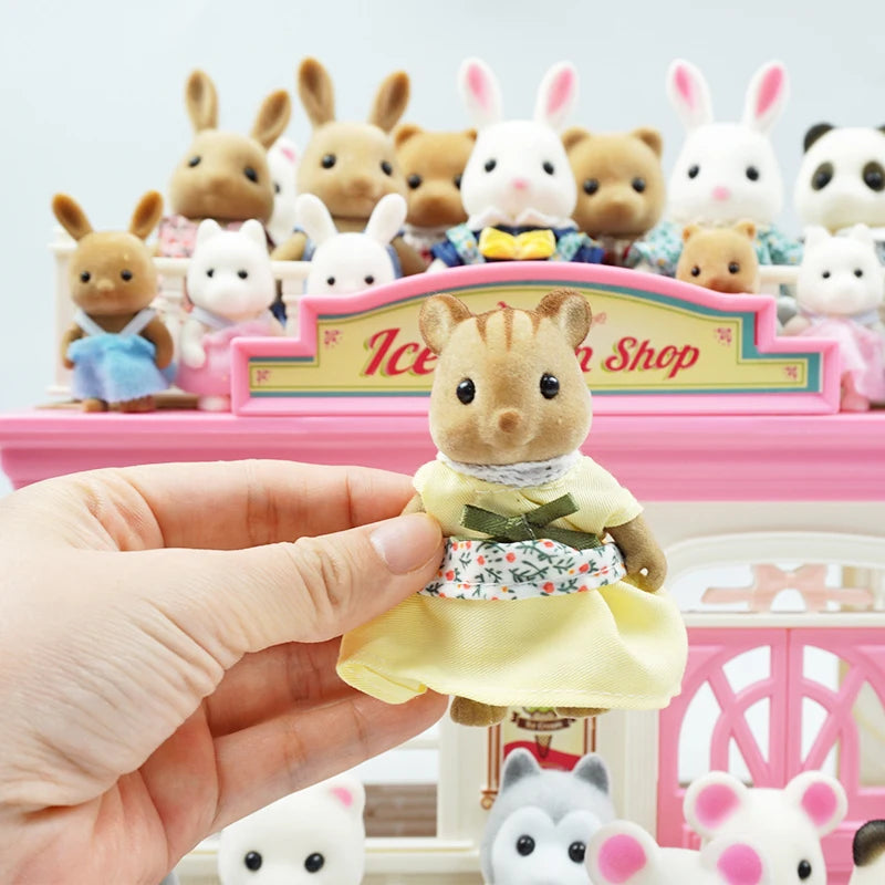 Forest Animal Family Dollhouse Set with Mini Furniture