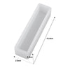 A white geometric resin casting mold with dimensions 10.8cm long, 2.2cm wide, and 2.8cm high.