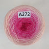 A ball of pink and magenta yarn labeled A272, showing a vibrant gradient texture.