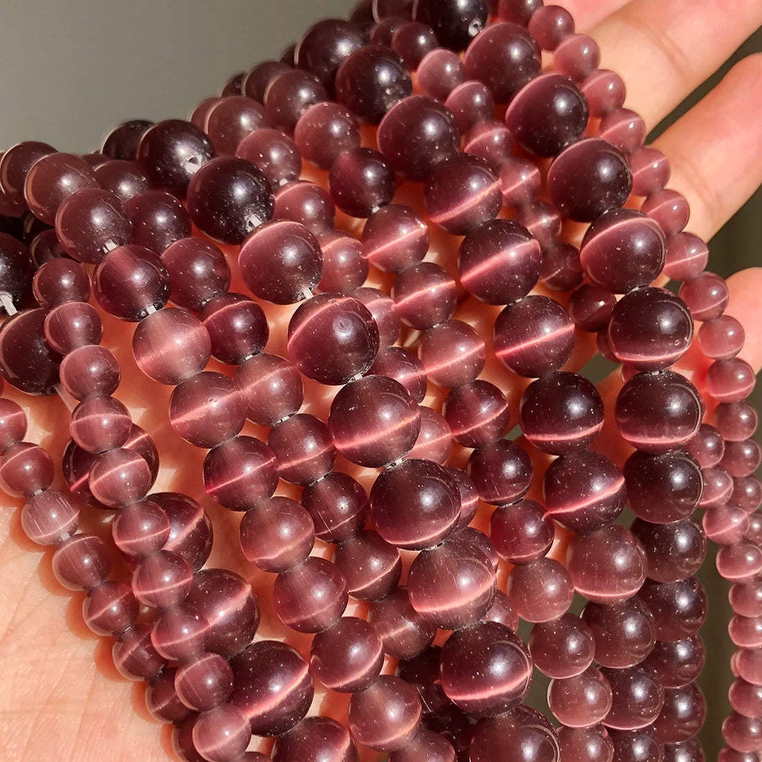 Natural Moonstone Cat Eye Beads — DIY Jewelry Making Strand