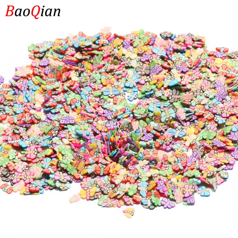 A pile of colorful soft polymer clay slices assorted for nail art and DIY crafts