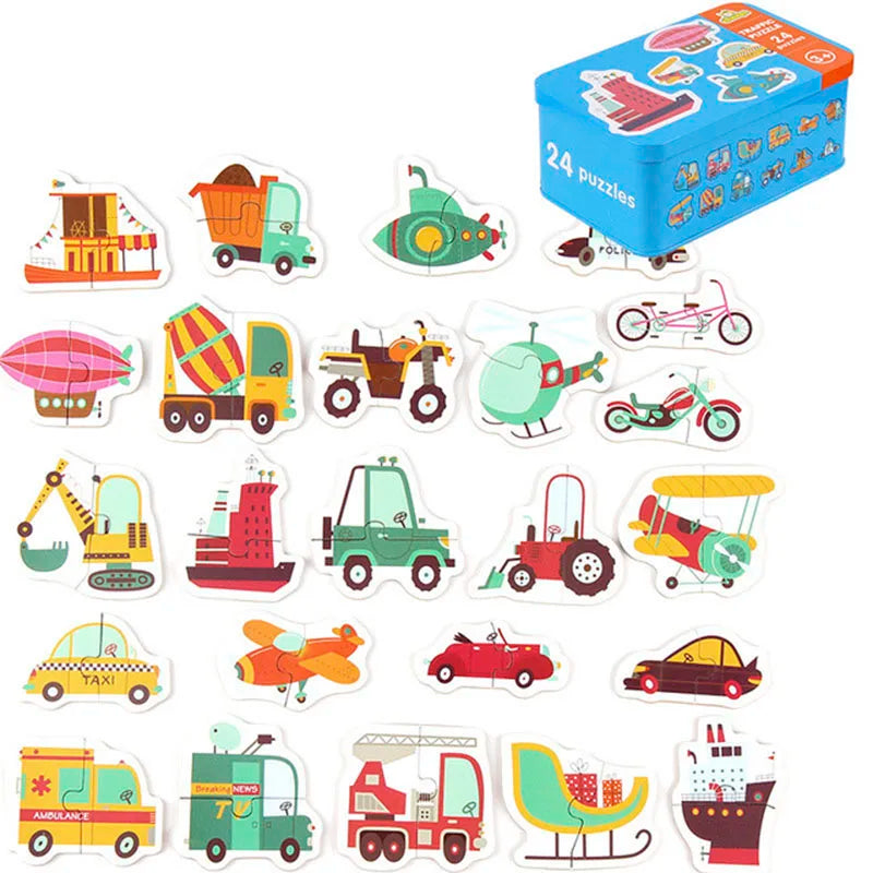 Montessori Wooden Animal Puzzle Set with Storage Box