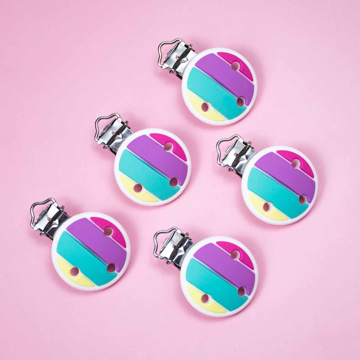 BPA-Free Silicone Teether Clips for Babies – 10-Pack Pastel Pacifier Holders