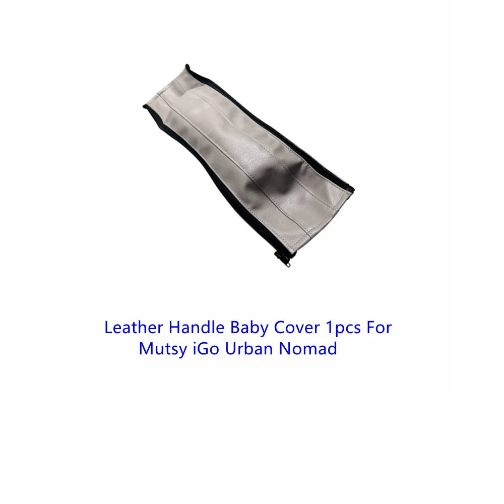 Leather handle baby cover for Mutsy iGo Urban Nomad stroller with a black and gray design
