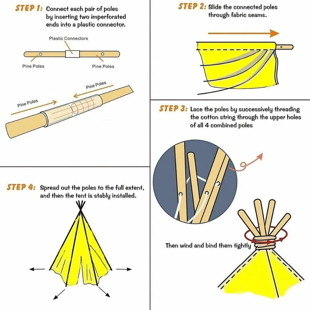 Kids' Foldable Teepee Play Tent with Curtains
