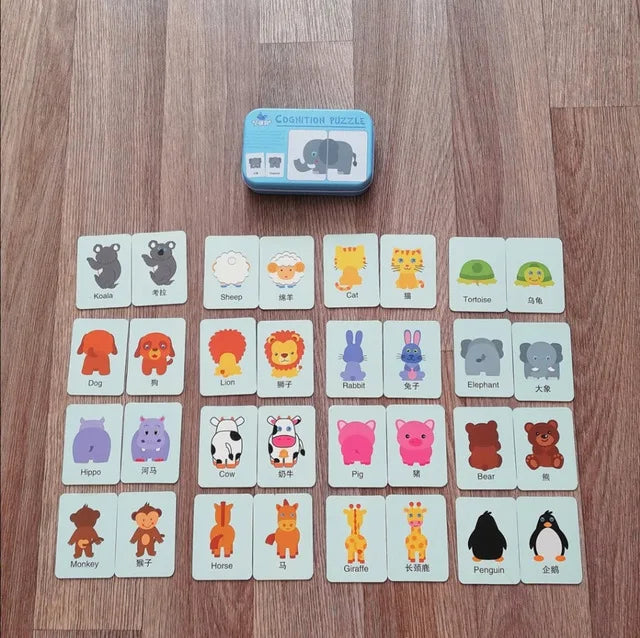 Toddler Card Matching Puzzle Game – Fun Learning Cards in a Travel-Friendly Tin