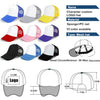 A collection of various custom logo hats in different colors and styles, including mesh and solid fabric options.