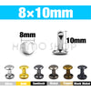 Set of 8x10mm metal double cap rivets in various finishes including silver, gold, gunblack, nickel, copper, and black nickel.