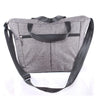 Gray stroller accessory kit featuring a mosquito net and rain cover attached to a fabric pouch.
