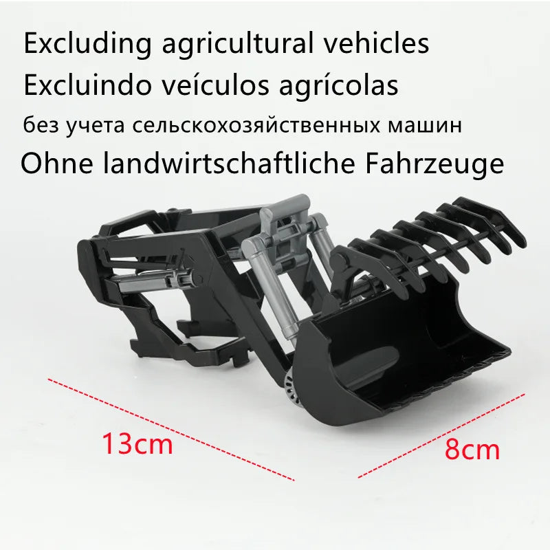 A black agricultural vehicle attachment or tool shown with dimensions of 13cm and 8cm.