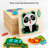 Wooden 3D Cartoon Animal Jigsaw Puzzle for Kids