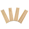 A set of four wooden domino racks used as premium tile holders for games.