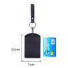Black vintage cowhide leather key wallet with card holder and attached keyring