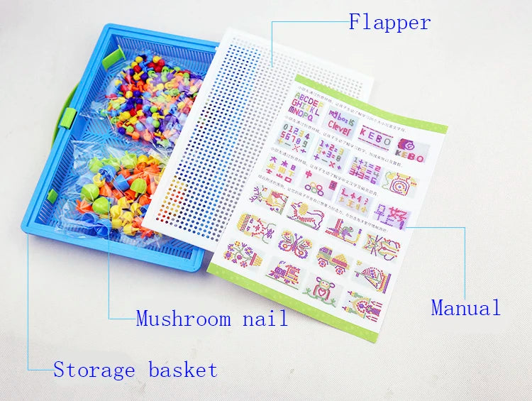 Mushroom Nail 3D Puzzle Set – 296 Pieces Creative Educational Toy