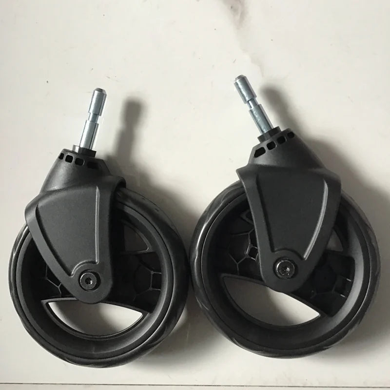 A pair of black stroller accessories including a mosquito net and rain cover.