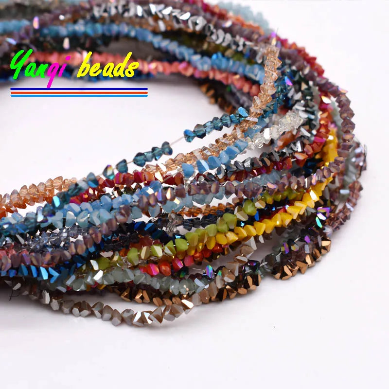 2mm Triangle Crystal Glass Beads for Jewelry Making (Approx. 130 Pieces)