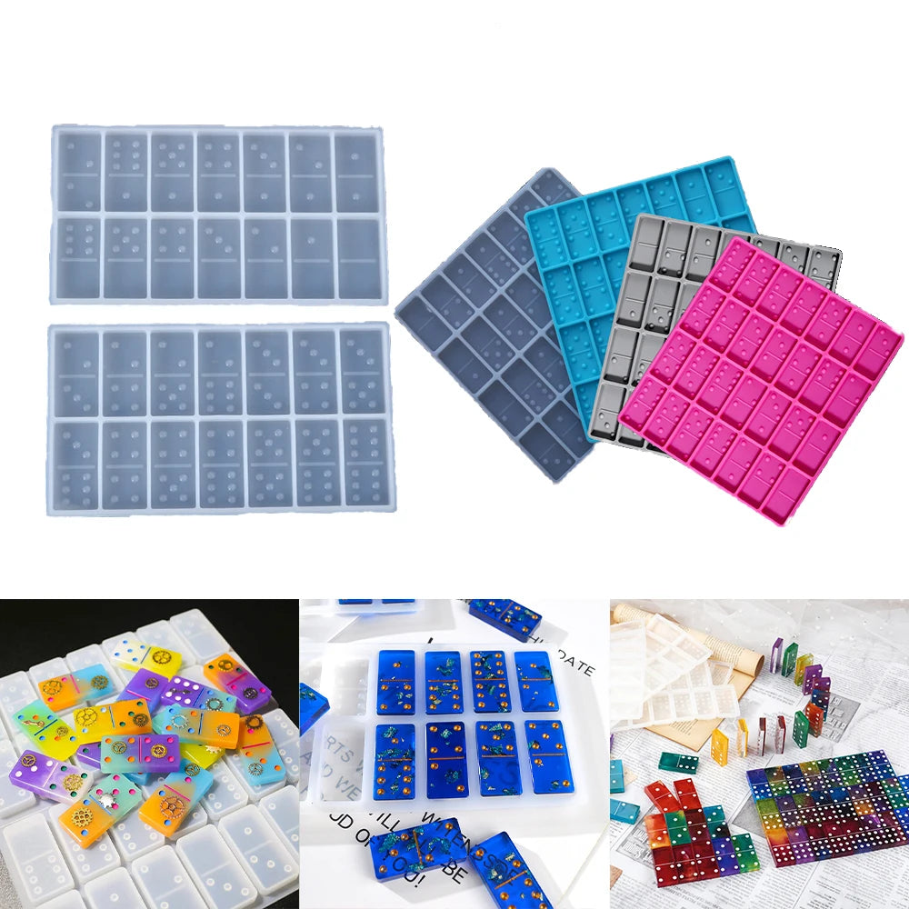 A set of silicone molds for making dominoes used in epoxy resin jewelry making