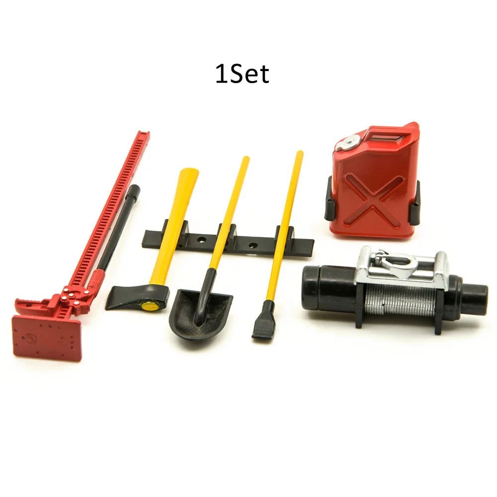 1/10 Scale RC Crawler Accessories - Shovel, Fire Extinguisher & Oil Drum Set