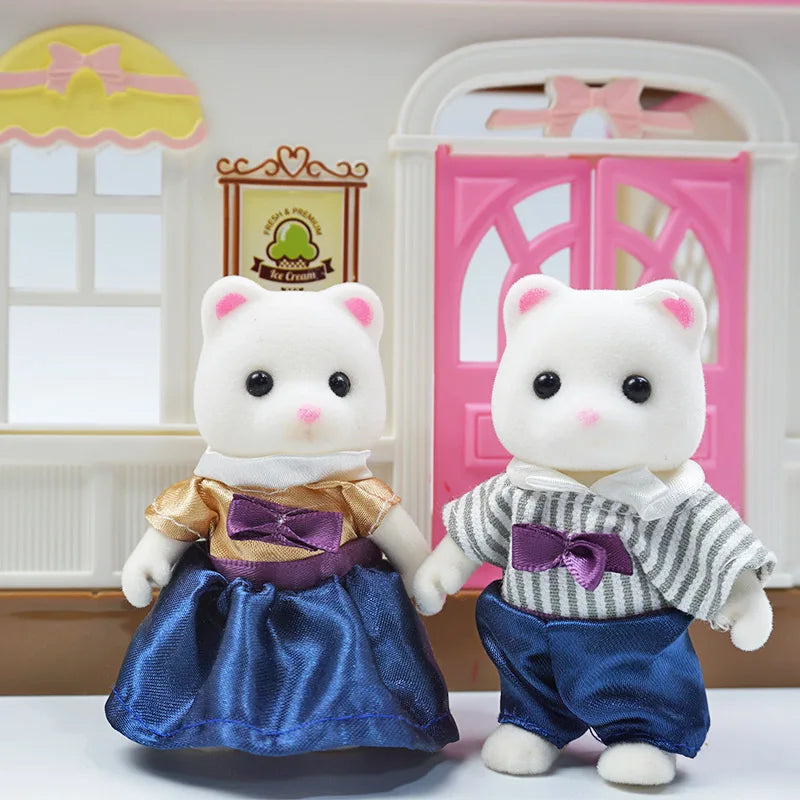 Forest Animal Family Dollhouse Set with Mini Furniture