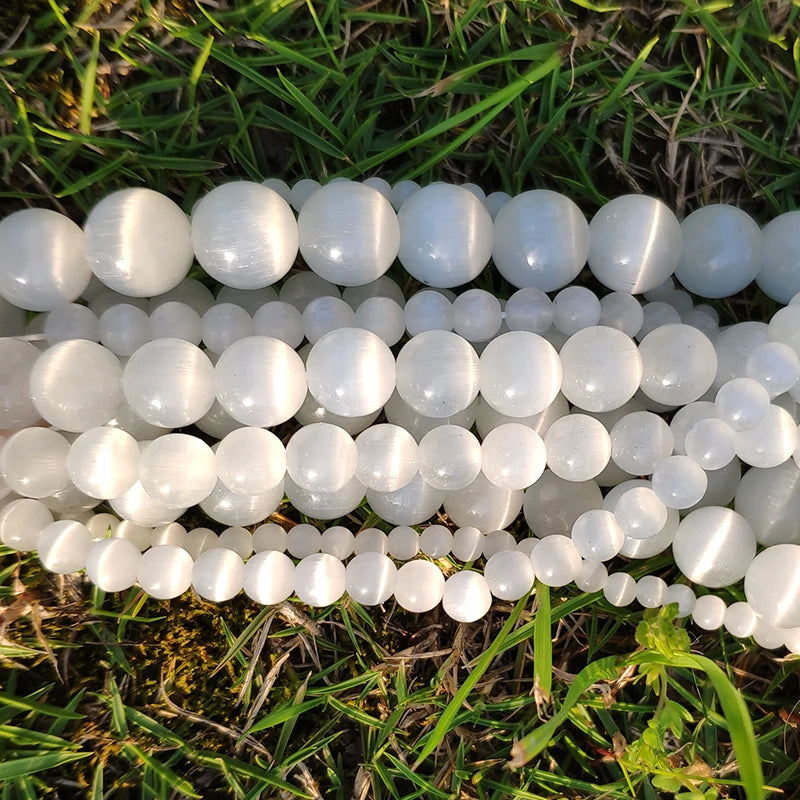 Natural Moonstone Cat Eye Beads — DIY Jewelry Making Strand