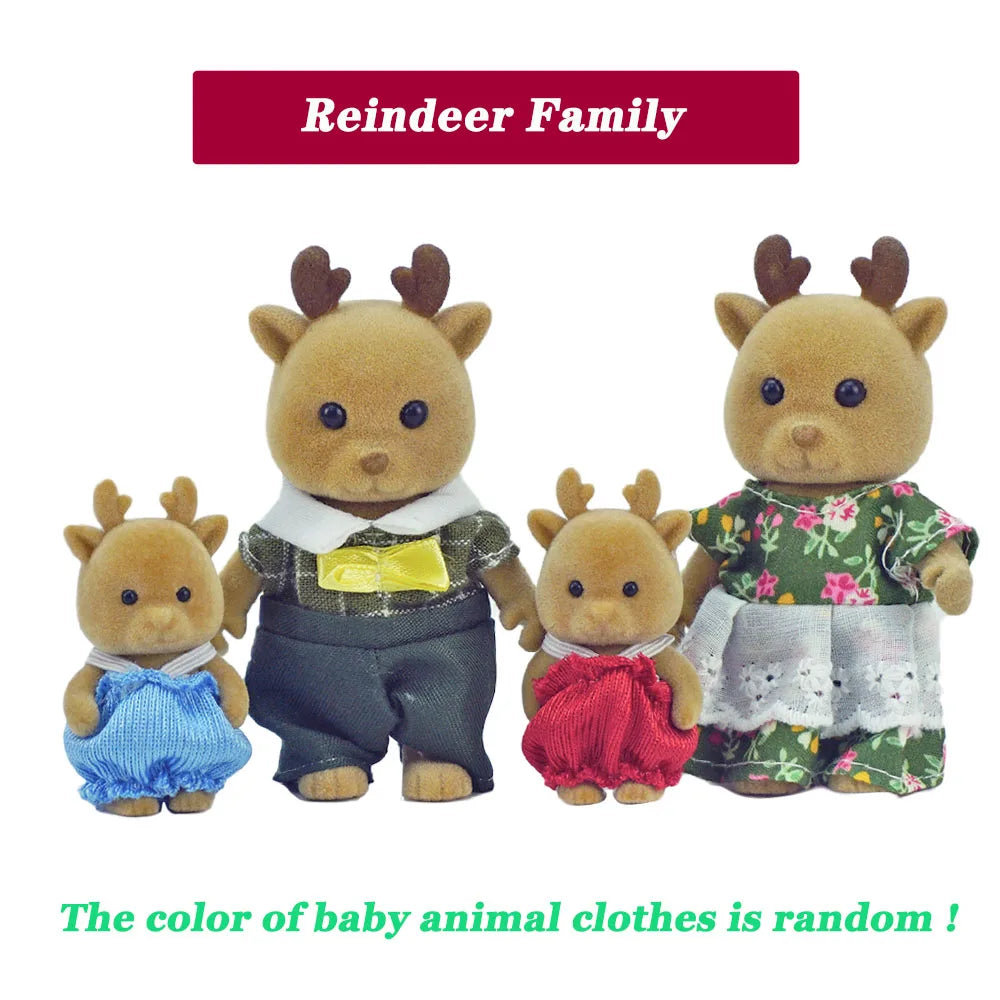 Forest Animal Family Dollhouse Set with Mini Furniture