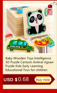 Wooden 3D Cartoon Animal Jigsaw Puzzle for Kids
