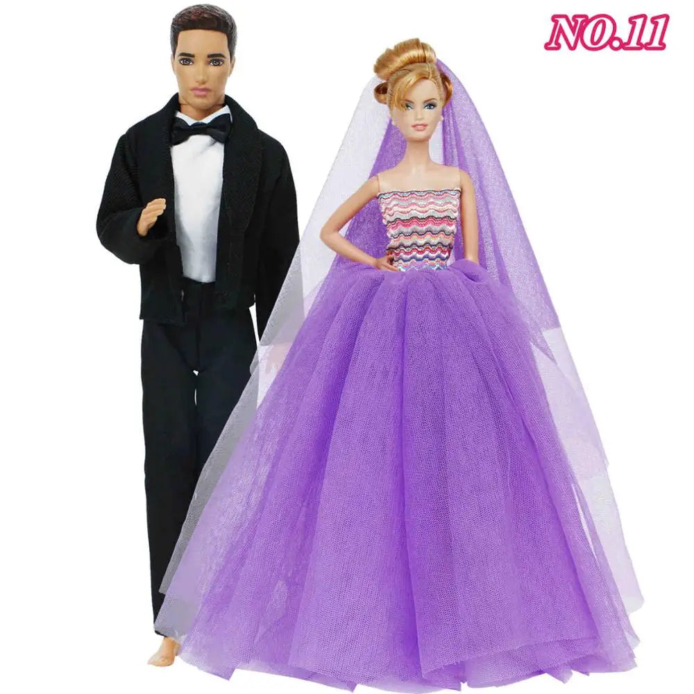 Doll Wedding Dress and Suit Gift Set for 11.5-Inch Fashion Dolls
