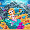 A colorful jigsaw puzzle featuring an underwater scene with fish, coral, and a large rock arch.
