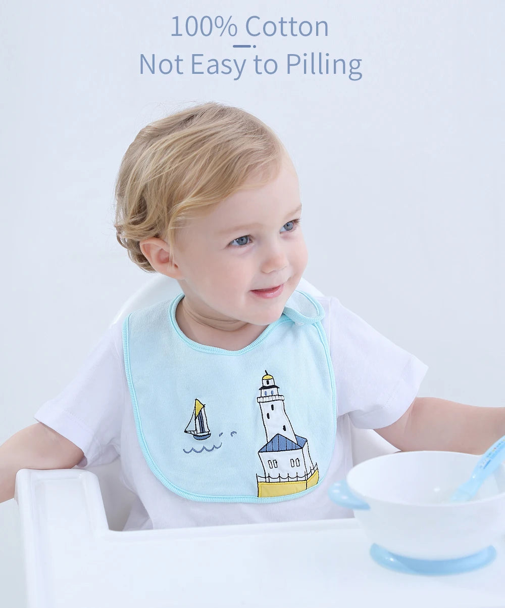 Soft Cotton Baby Bibs (3-Pack) with Cartoon Prints