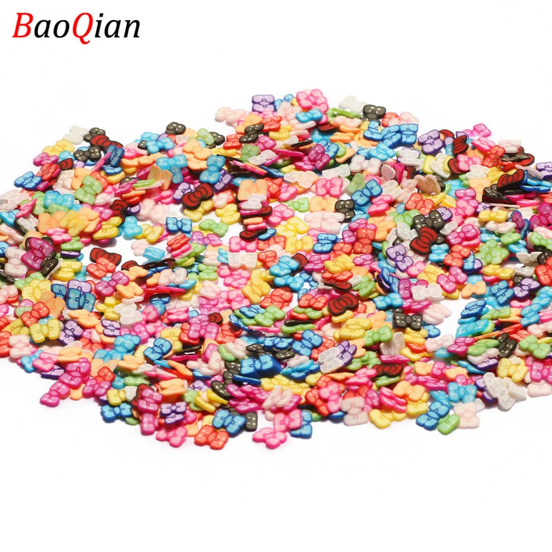 Assortment of colorful soft polymer clay slices for nail art and DIY crafts